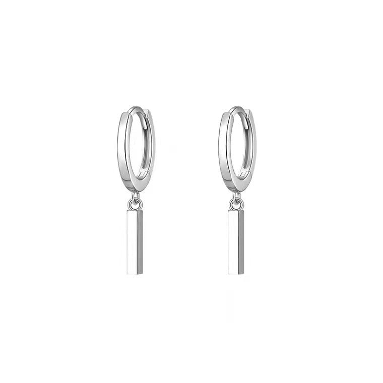 Candongas de Plata 925 con Dije Geométrico – Estilo Juvenil y Cierre Tipo Congo