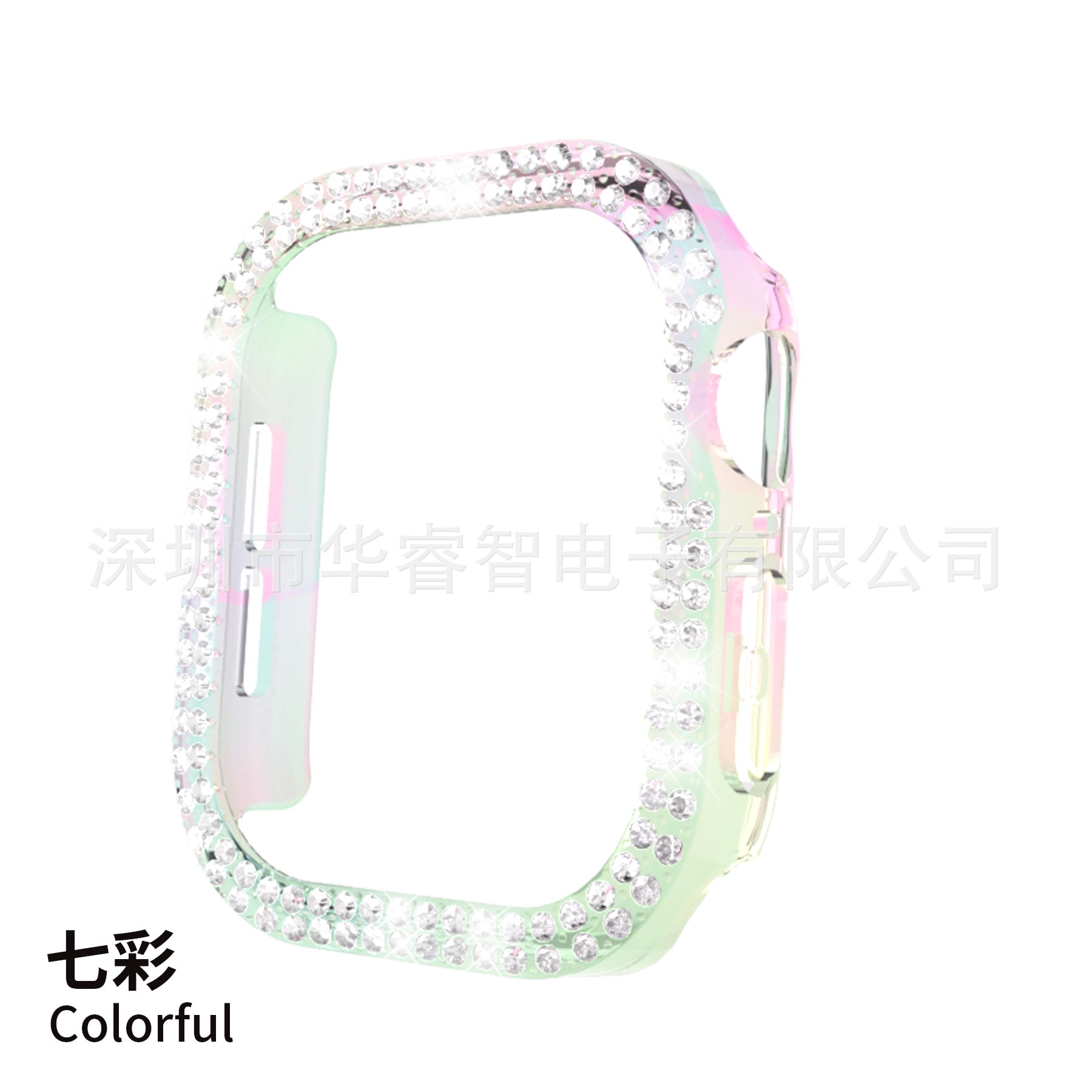 Protective Case for Apple Watch S10: Double Row Diamonds, Perforated Design & Half Cover