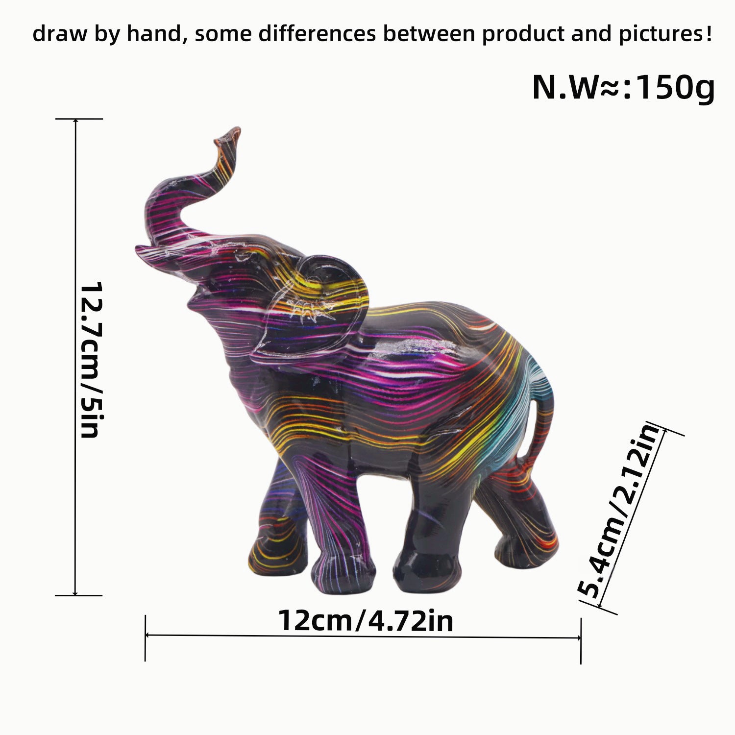 Arte Abstracto: Escultura Colorida de Elefante para Escritorio o Mesa
