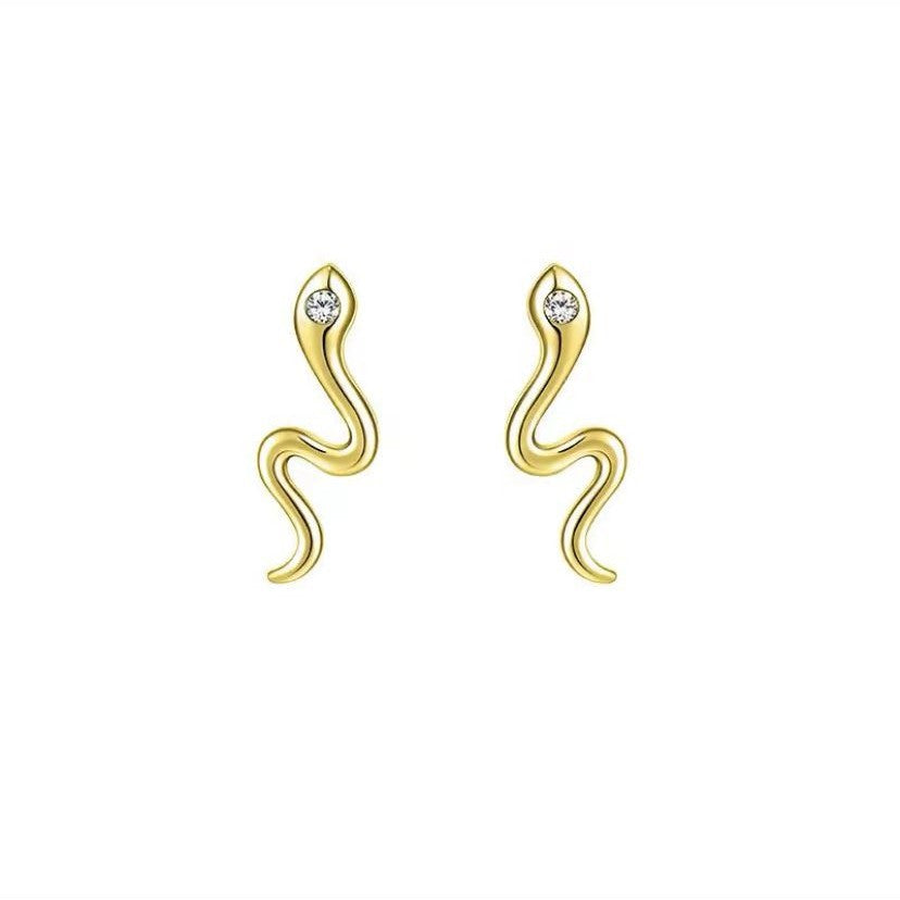 Aretes de Serpiente en Plata S925 pequeños con Zirconia