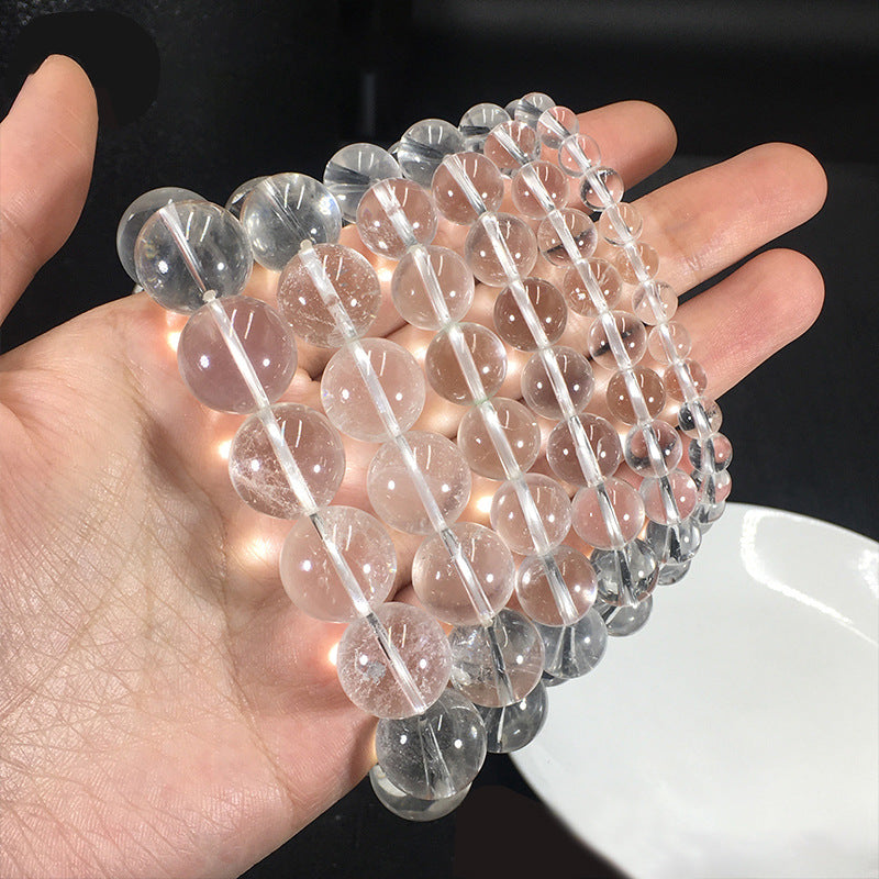 Pulsera de Cuarzo Blanco Natural: Joyería de Alta Calidad, Perlas de Meditación, Ideal para la Purificación y Desmagnetización