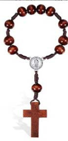 Rosario tradicional de Madera con Cruz – Colores Café Claro, Oscuro y Negro