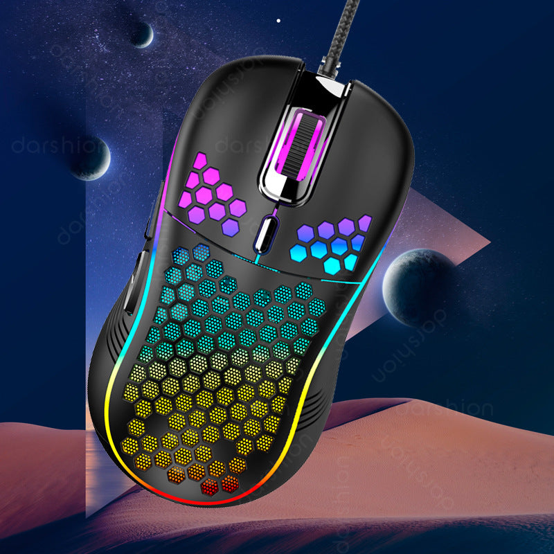 Mouse Gaming RGB Ligero y Ergonómico: Diseño Hueco, Conexión USB, 7200 DPI