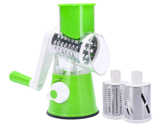 Rallador De Verduras, Frutas Y Queso Con Manivela Y 3 Cuchillas Intercambiables