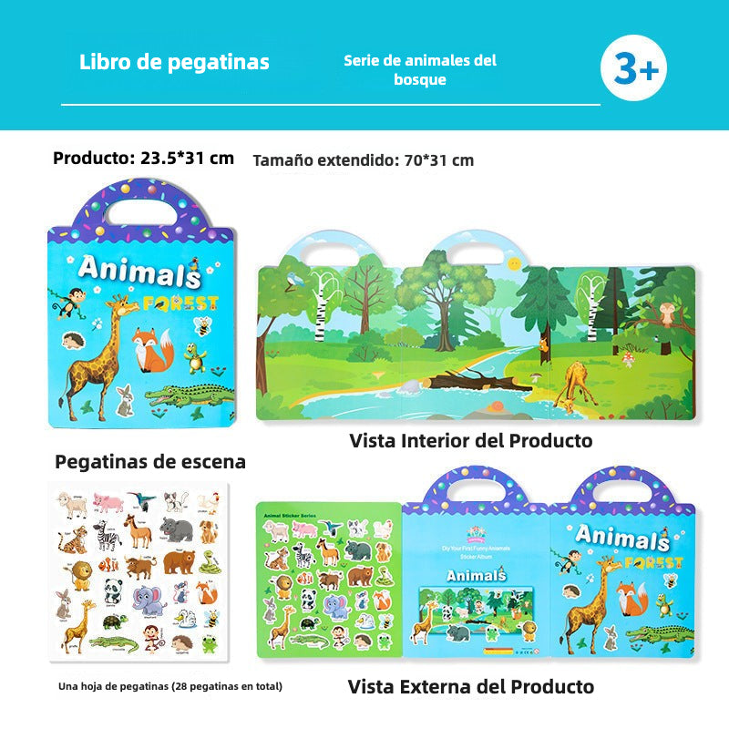 Libro Infantil Educativo con Pegatinas Reutilizables – Juego Didáctico por Temas