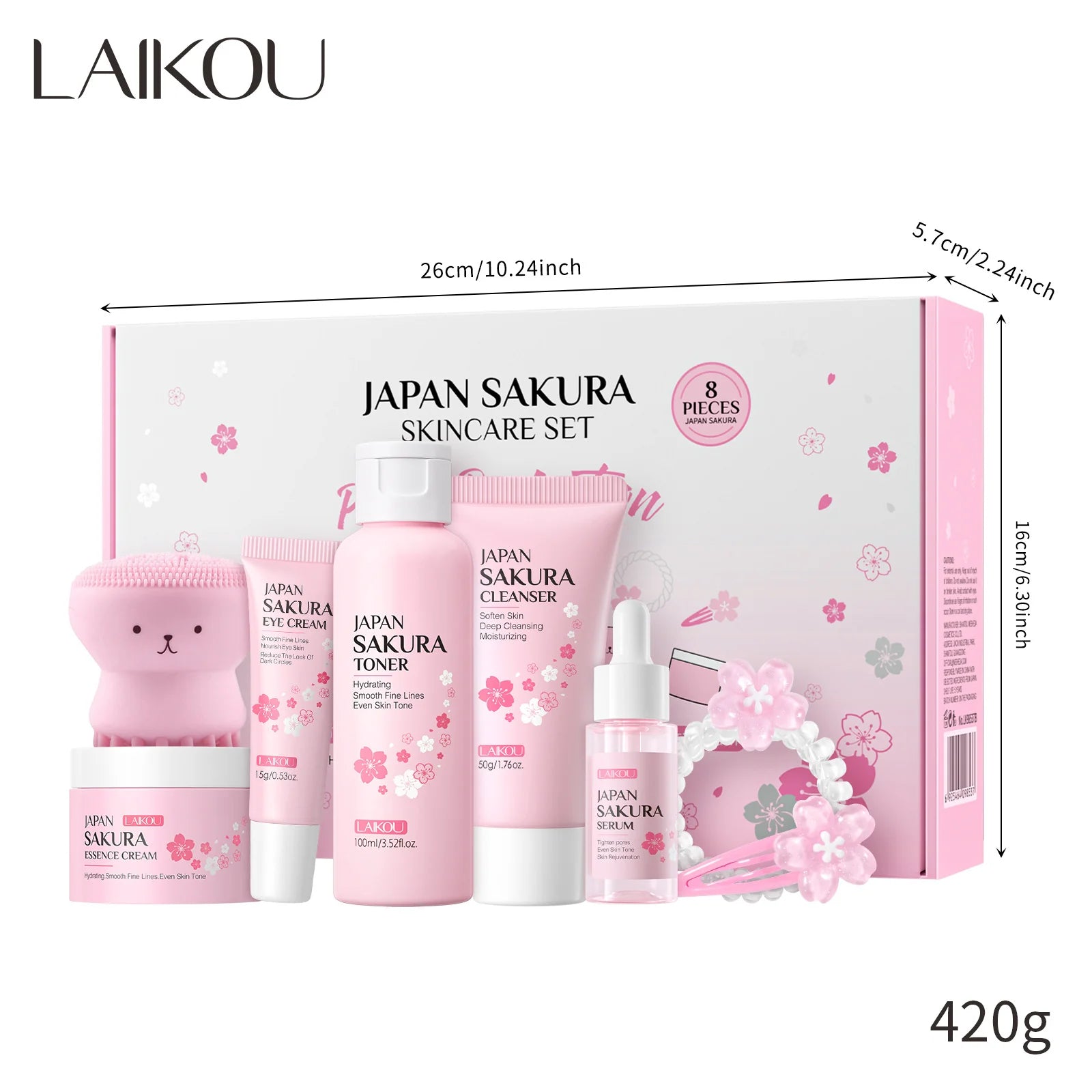 Set de cuidado facial LAIKOU de 8 piezas para viaje, piel joven