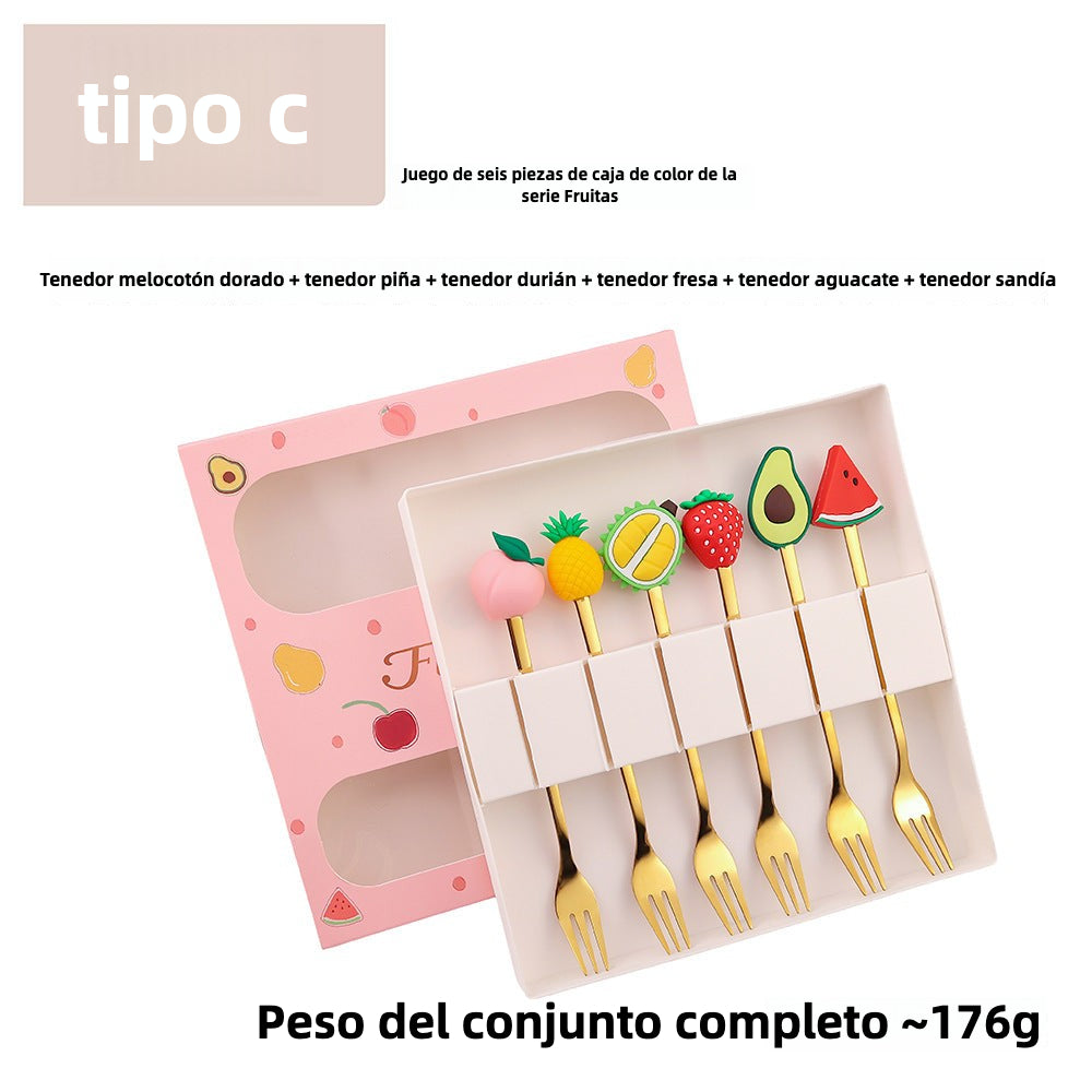 Cucharas y tenedores pequeños de acero inoxidable