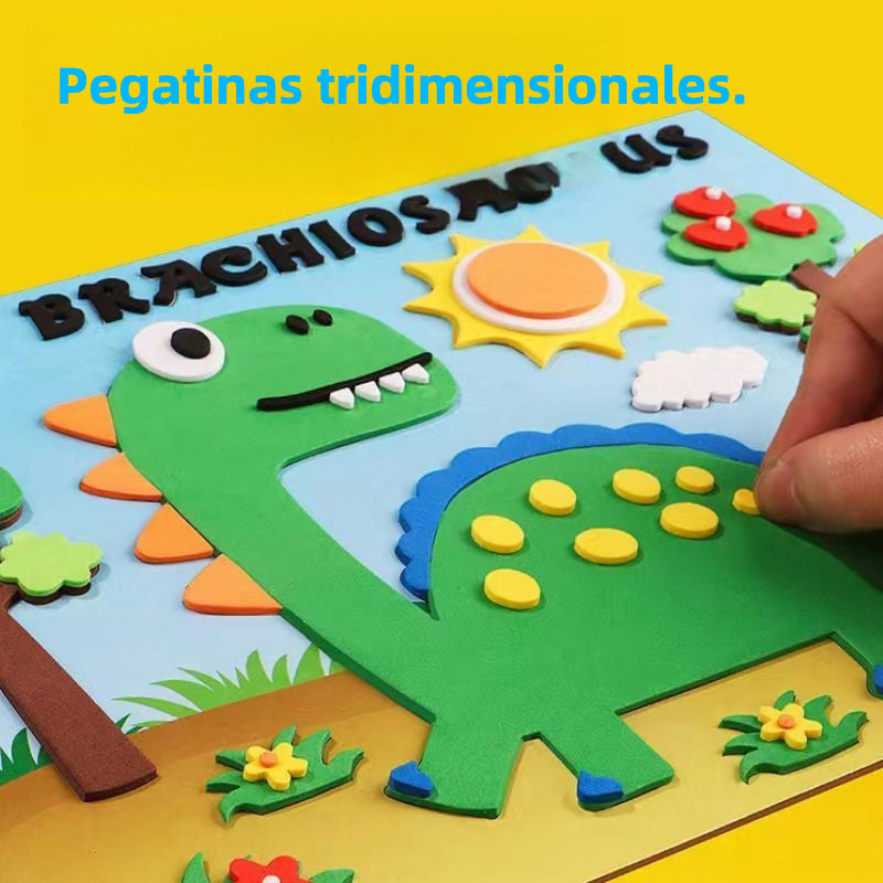 Manualidades Educativas con Pegatinas 3D para Niños – Dinosaurios y má diseños