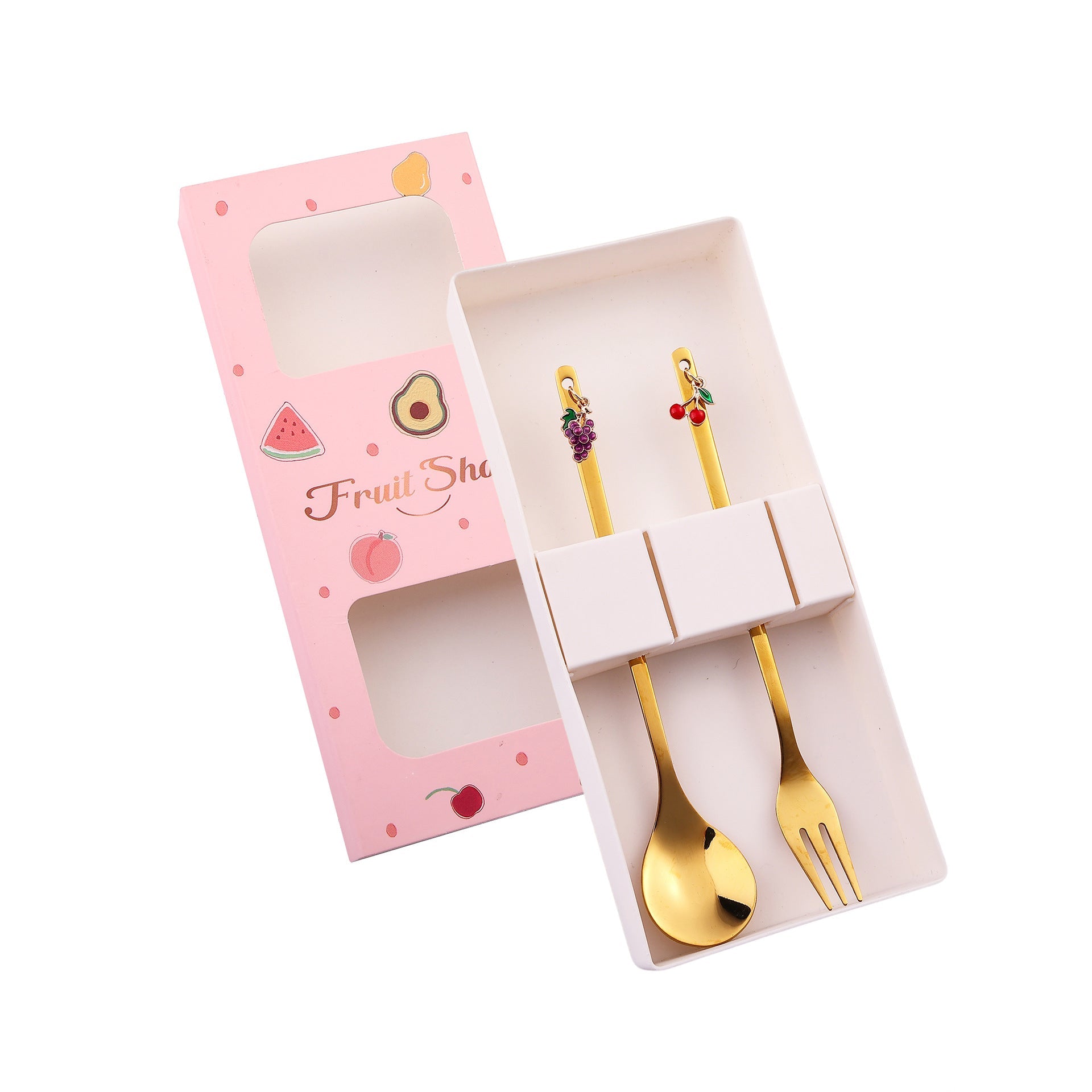 Cartoon Fruit Utensil Set: Cute Stainless Steel Dessert Spoons and Forks Gift