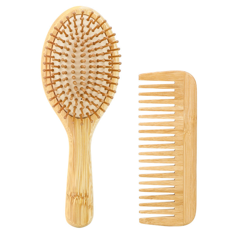 Set de Peines de Bambú Natural: Cepillo de Masaje con Almohadilla de Aire, Peine de Dientes Anchos y Peine de Cola, Ecológico para Niños