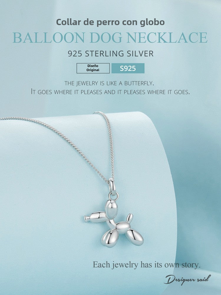 Collar de Perro Globo Creativo en Plata S925: Joyería Unisex, Diseño Lindo y Elegante