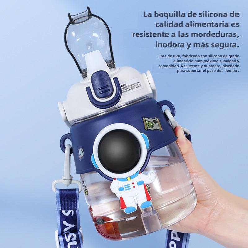 Botella de Astronauta para Niños: Vaso de Plástico con Pajita de Gran Capacidad