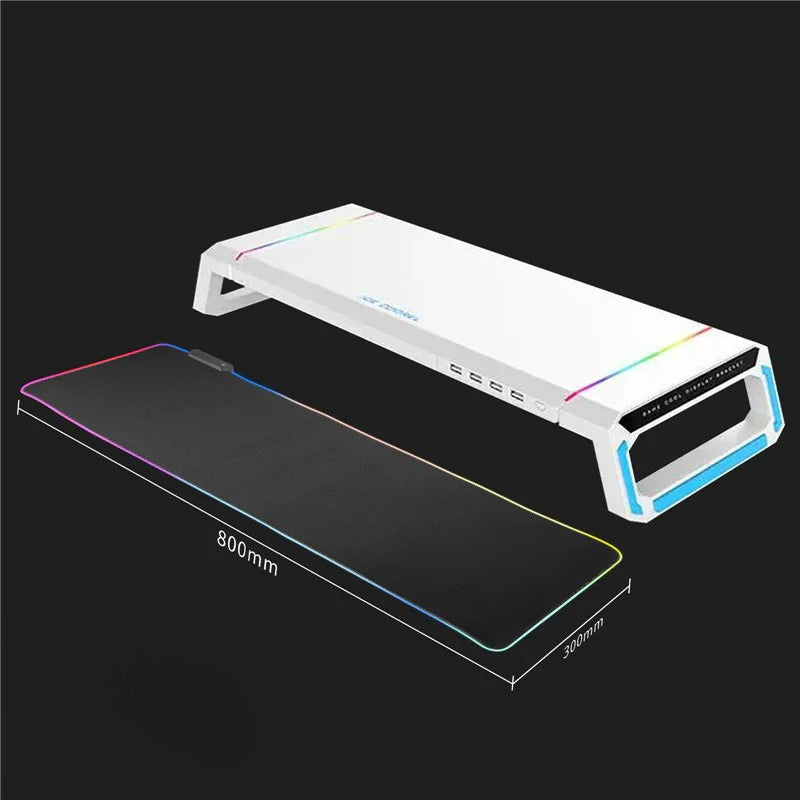 T1 All-in-One Laptop Stand: Multifunctional Monitor, RGB Mouse Pad