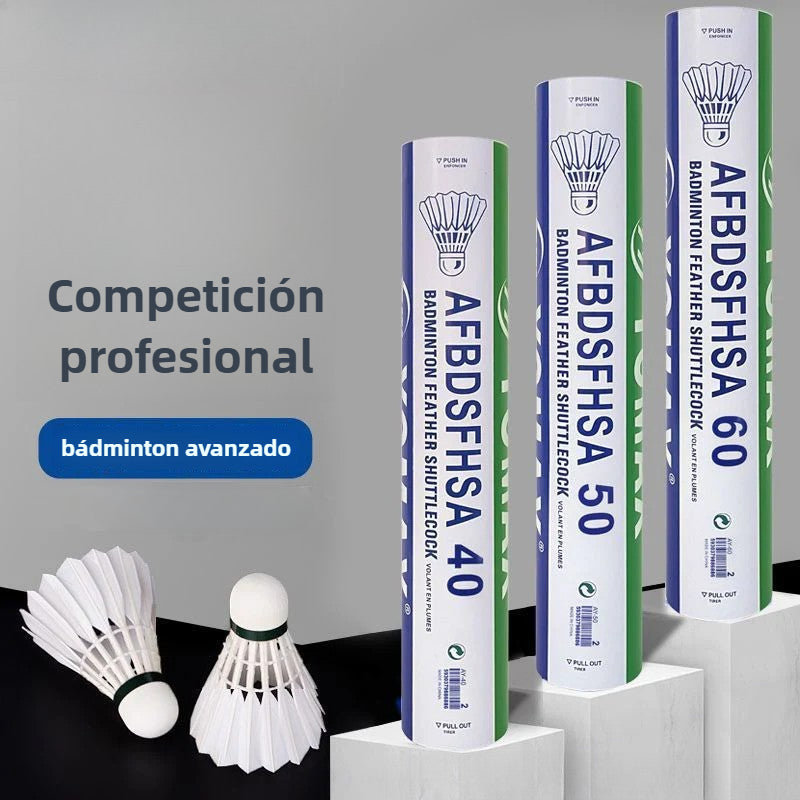 Volantes de bádminton resistentes (12 unidades) – Estables, para entrenamiento y juego recreativo