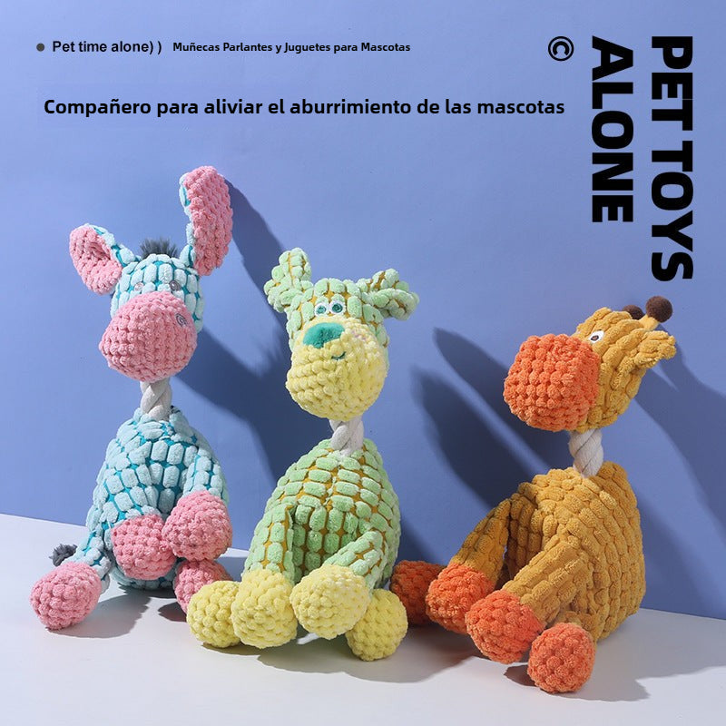 Dog Chew Toy with Sound, Funny Donkey Design, Bite-Resistant, Teeth Grinding, Interactive Plush Pet Toy