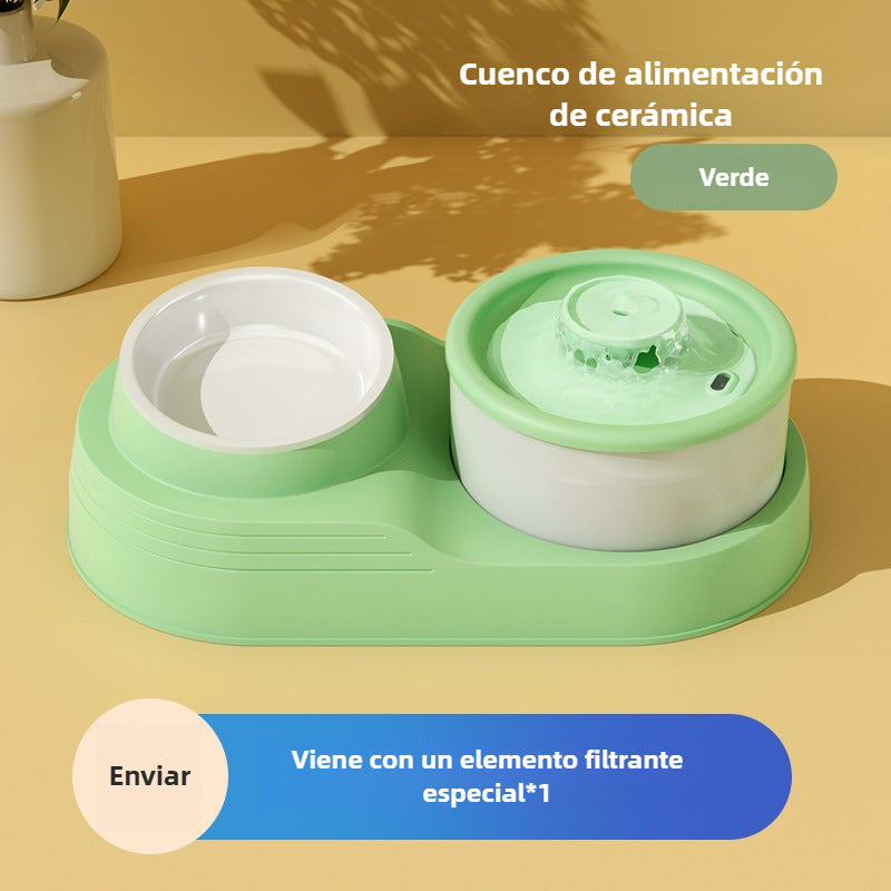 Fuente de Agua 2 en 1 para Gatos: Automático con Filtro Circulante