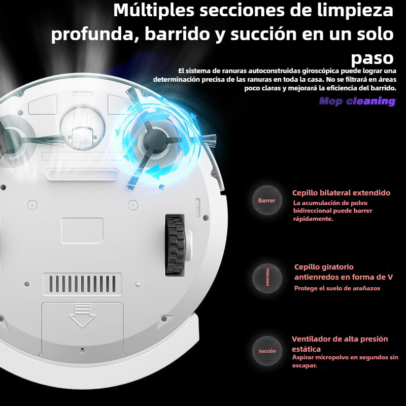 Robot Aspirador 3 en 1: Limpiador Inteligente con APP, Mapeo y Control Remoto - Aspira, Barre y Friega Automáticamente