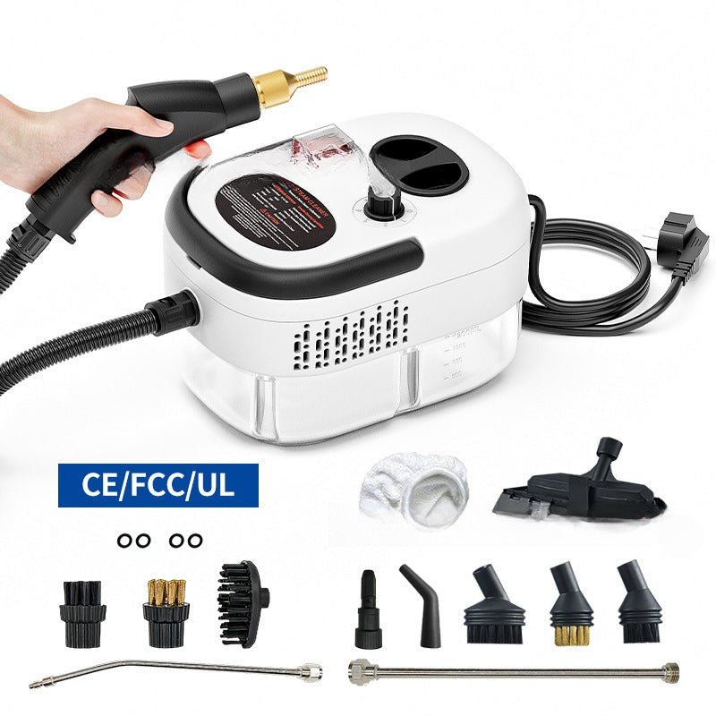 Limpiadora a vapor 2500W blanca con tanque de 1200ml y accesorios multifunción para limpieza de cocina, baño y suelos