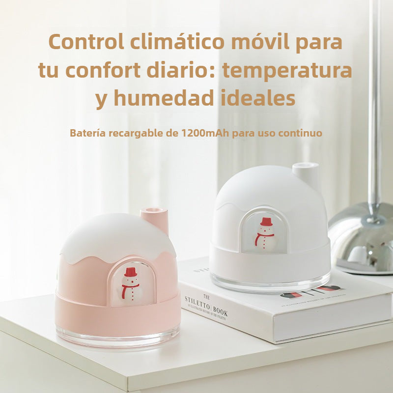 Novedoso Humidificador con Luz de Nieve y Noche: USB Silencioso Para Dormitorio, Mini Aire Acondicionado Para Hogar