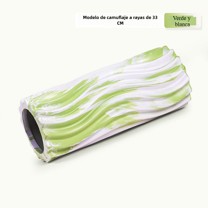 Rodillo de Espuma EVA Camuflado con Diseño de Dientes de Lobo: Cilindro de Masaje Hueco para Relajación Muscular y Yoga