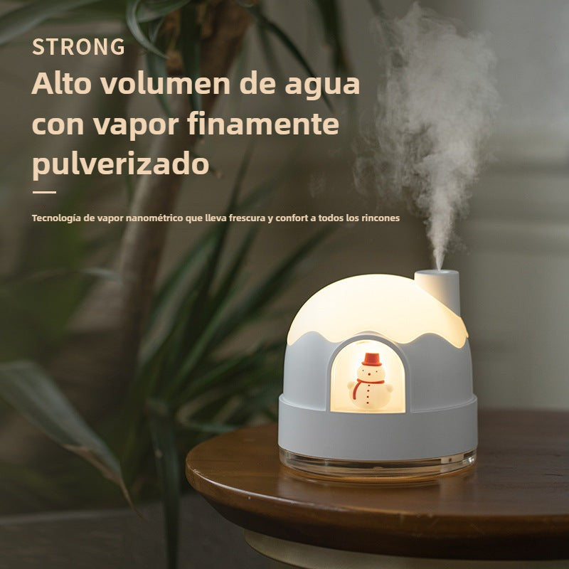 Novedoso Humidificador con Luz de Nieve y Noche: USB Silencioso Para Dormitorio, Mini Aire Acondicionado Para Hogar
