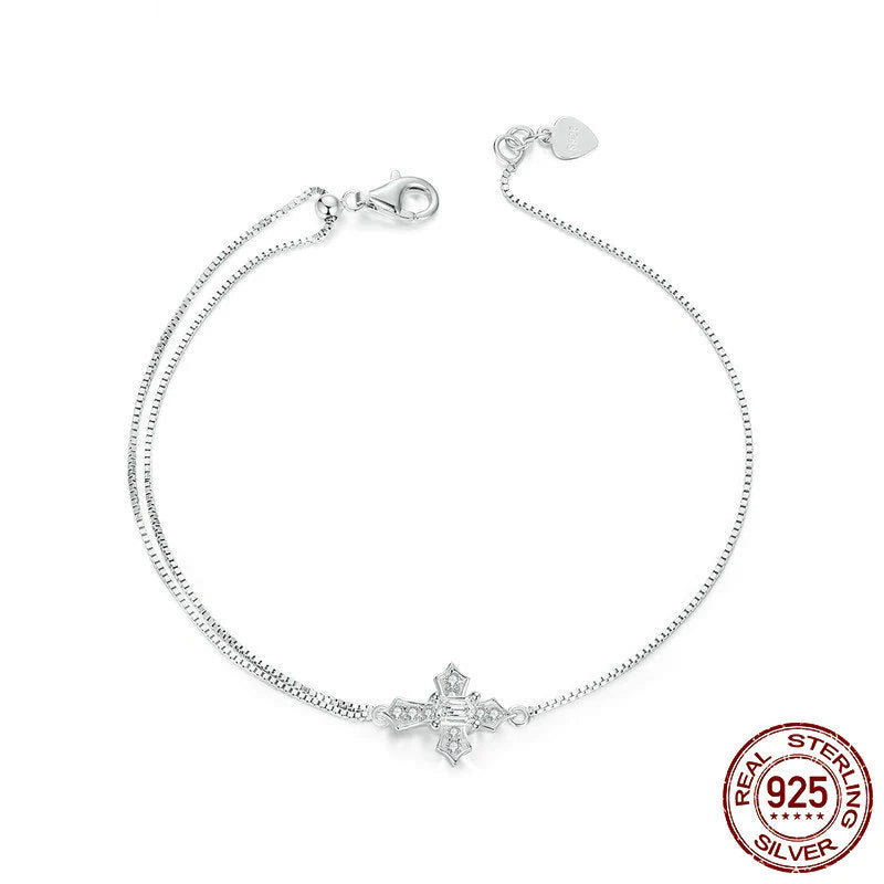 Pulsera de plata 925 con cruz para mujer