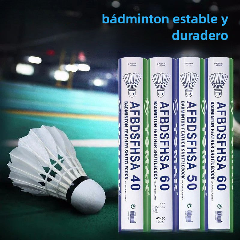 Volantes de bádminton resistentes (12 unidades) – Estables, para entrenamiento y juego recreativo
