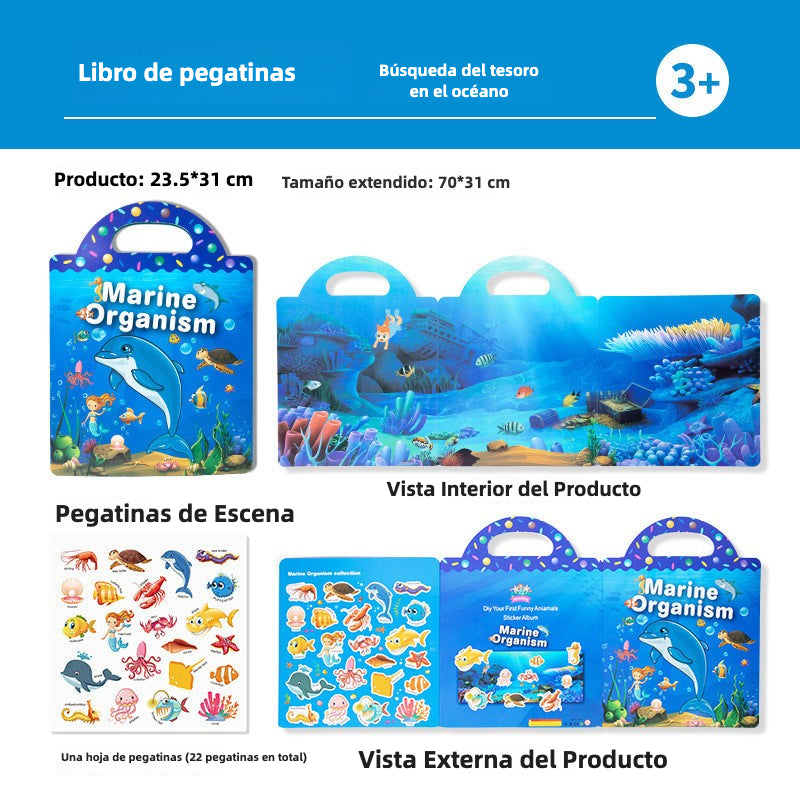 Libro Infantil Educativo con Pegatinas Reutilizables – Juego Didáctico por Temas