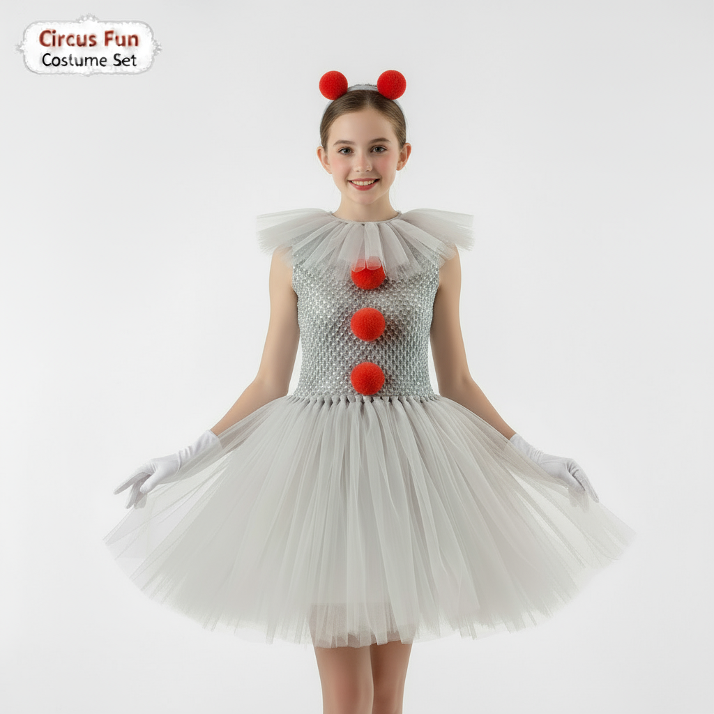 Disfraz de Payaso 2025 para Niños: Vestido de Encaje y Princesa para Navidad y Halloween