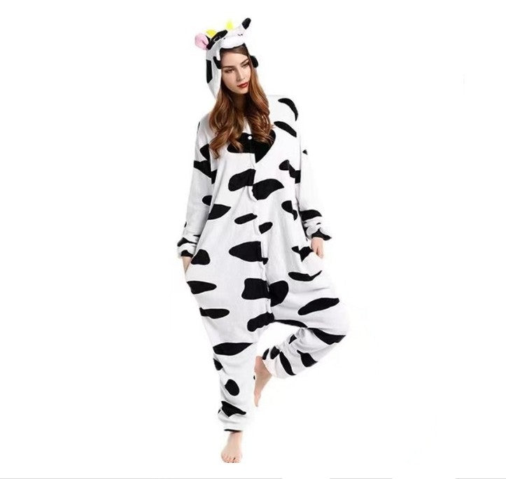 Pijama de invierno con capucha estilo vaca