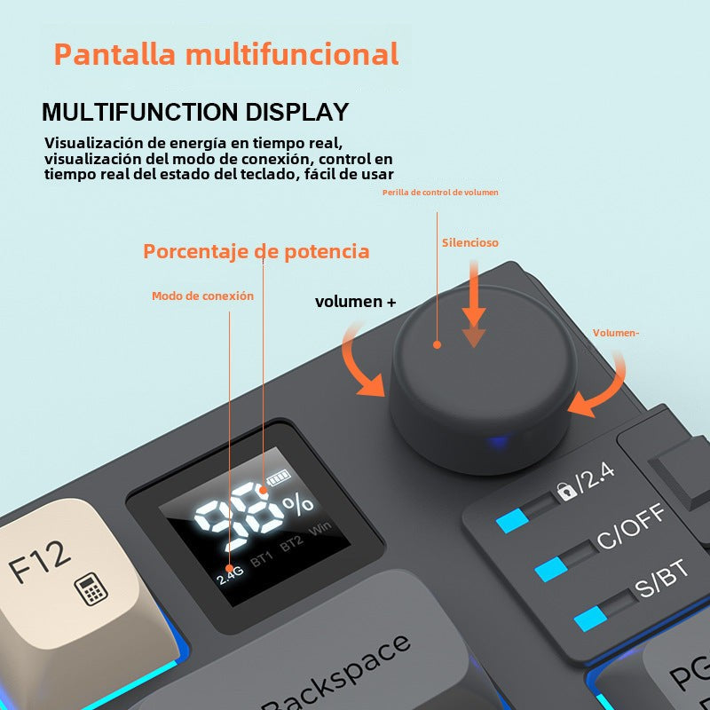 Teclado y Ratón Inalámbricos Bluetooth K920: Doble Modo, Pantalla, Controlador de Rueda, Tres Colores