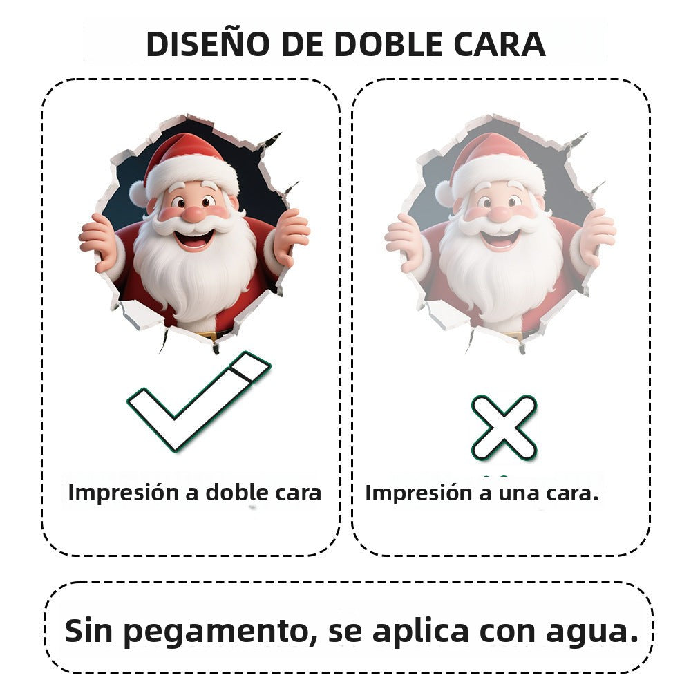 Pegatinas Navideñas de Santa Claus, Reno y Muñeco de Nieve | Decoración para Ventanas