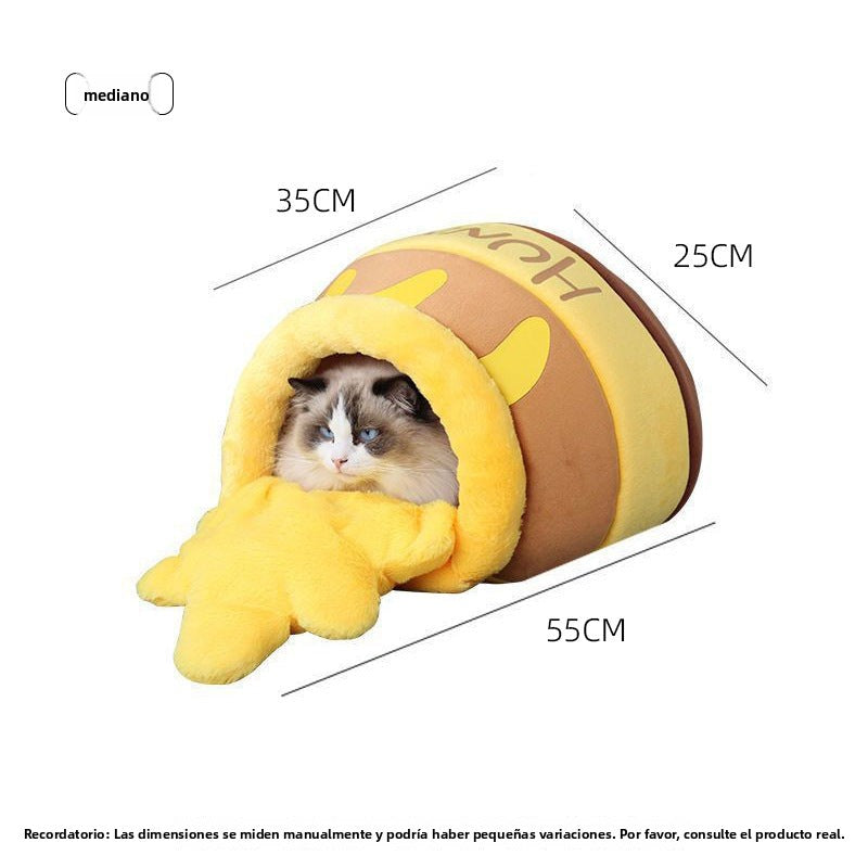 Cueva para Gato con Diseño de Mielera: Calientica y Cómoda para tu Michi
