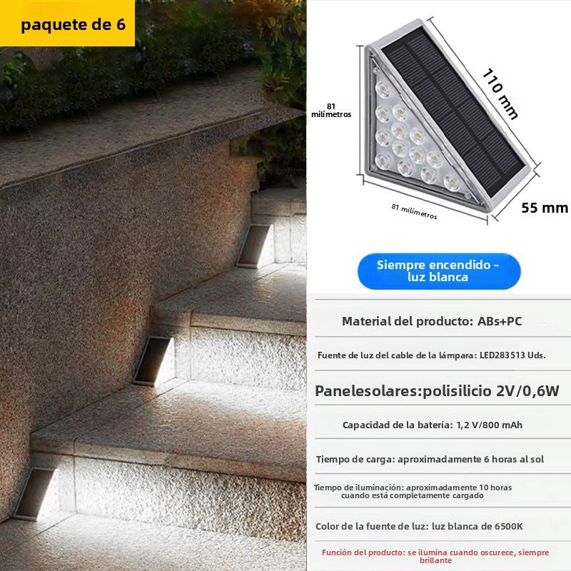 Luz Solar Triangular Impermeable para Escaleras y Exteriores con Iluminación LED de Alto Brillo