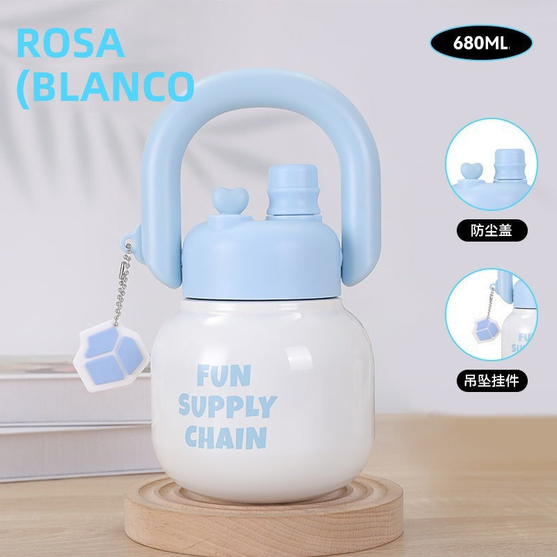 Botella para gimnasio con accesorio decorativo