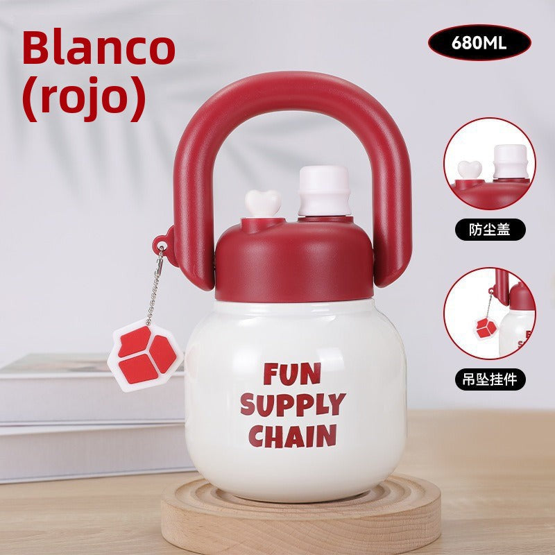 Botella en Forma de Kettlebell para Gimnasio con Filtro para Té o Infusiones