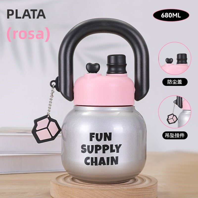 Botella en Forma de Kettlebell para Gimnasio con Filtro para Té o Infusiones