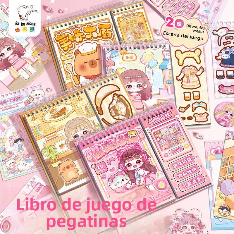 Libro de pegatinas para niñas con escenarios divertidos