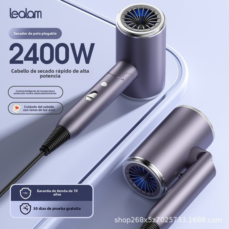 Secador de pelo plegable profesional con alta potencia y reductor de ruido.