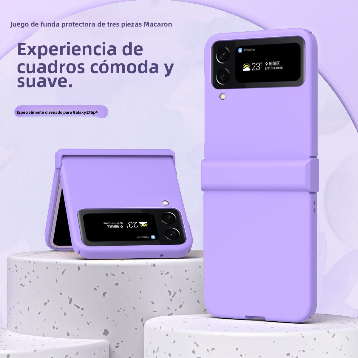 Funda Transparente para Samsung Flip 5: Diseño Macaron, Totalmente Protectora, Anti Caídas
