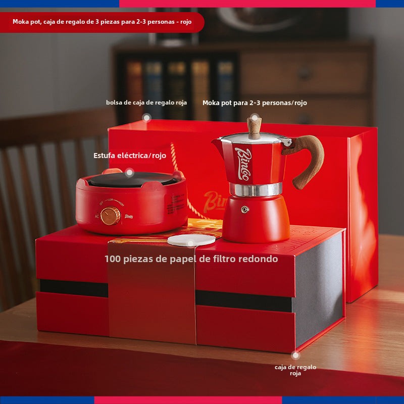 Juego de Regalo Bincoo: Set de Cafetera Espresso de Alta Calidad con Diseño Elegante y Festivo