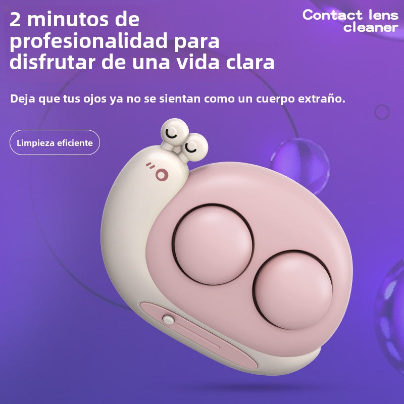 Limpiador y Estuche Automático para Lentes de Contacto: Mini Dispositivo Silencioso de Limpieza Portátil con Almacenamiento Integrado