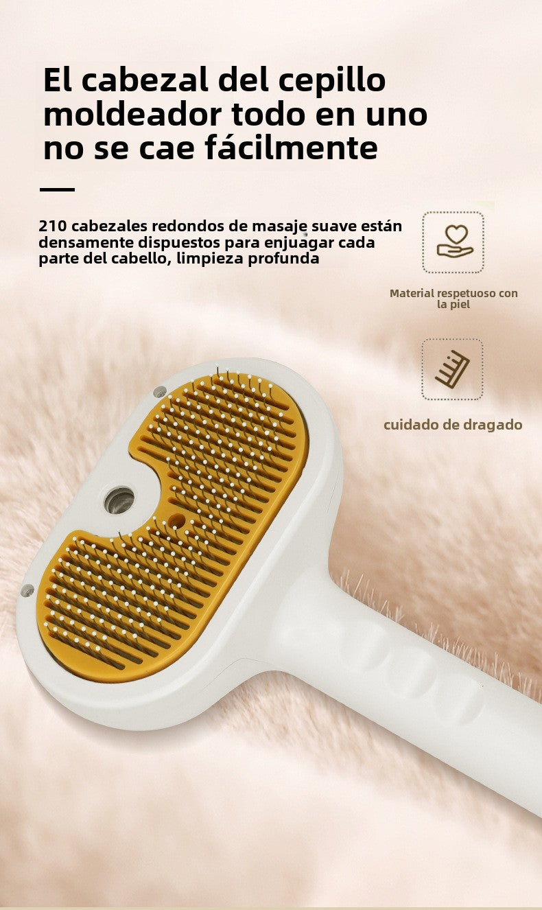 Cepillo con Spray Integrado para Mascotas: Peine Desenredante para Perros y Gatos, Elimina Pelo Muerto y Nudos, Uso Profesional