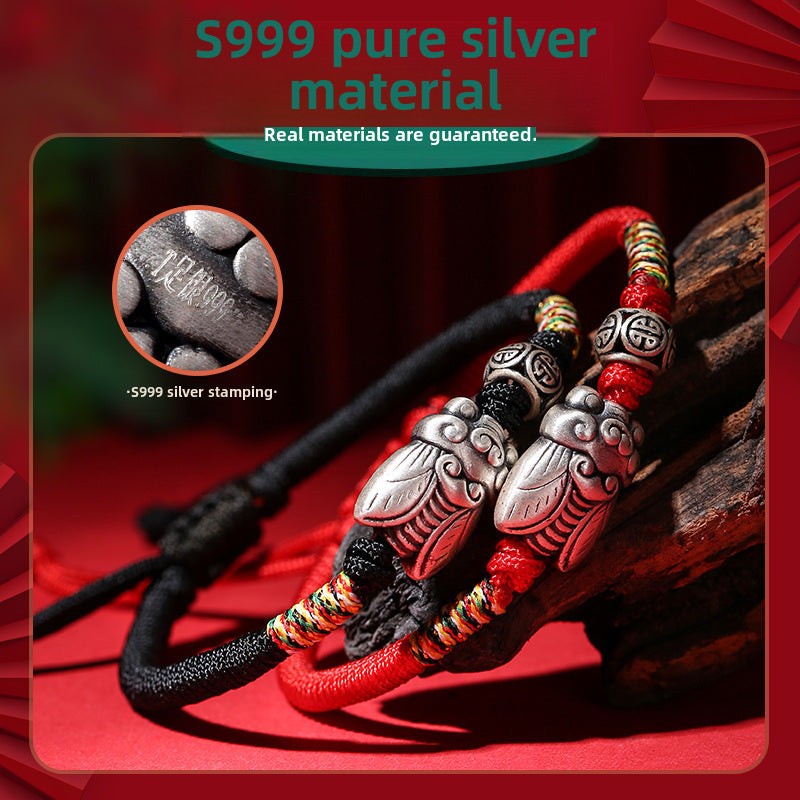 Pulsera Roja de la Suerte con Dije de Cigarra – Amuleto de Protección y Cambio