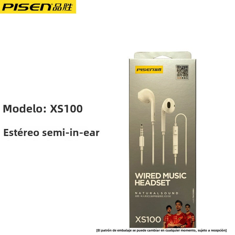 Auriculares Pisen con cable: Semi-in-ear, con conector de 3.5mm, sonido de alta calidad, control de línea, ideales para Android y juegos en movimiento
