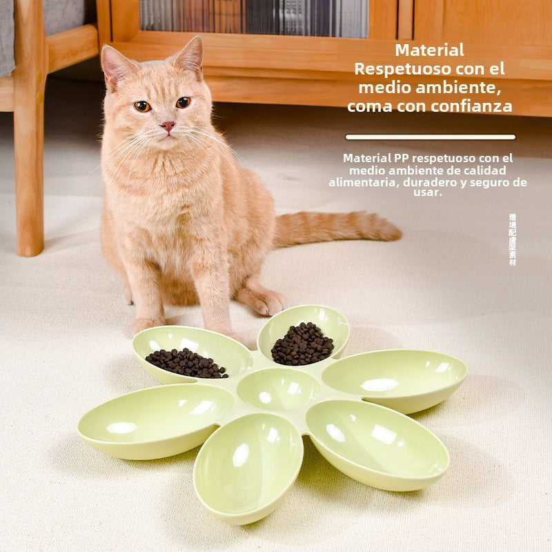 Plato en Forma de Flor para Gatos: Comedero Múltiple con Pétalos para Gatitos y Cachorros