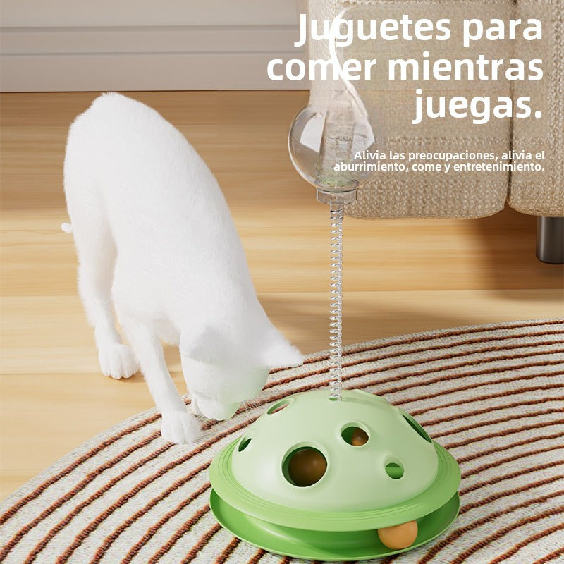 Nuevo Juguete para Gatos: Bola de Comida con Resortes y Plato de Juego Interactivo
