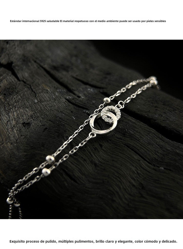 Pulsera de Plata 925 con Dos Círculos Enlazados – Conexión, Amistad y Amor