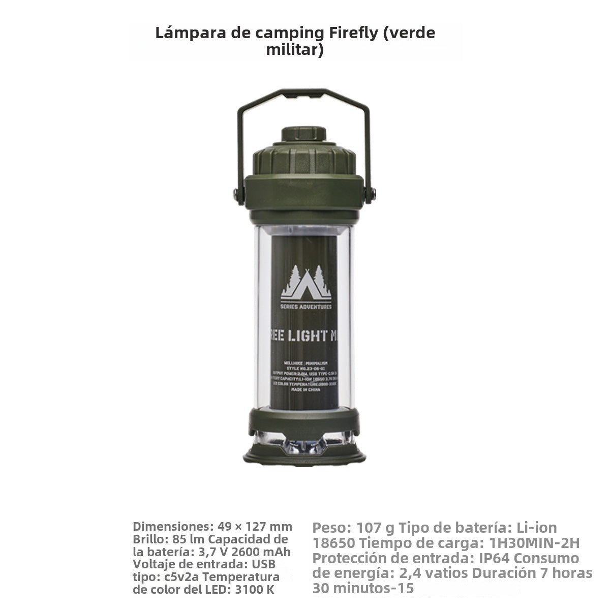 Lámpara de Camping Recargable USB – Luz LED Portátil para Tienda y Actividades al Aire Libre