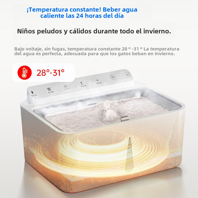 Dispensador de Agua para Mascotas: Calentamiento Constante, Filtración en Circulación, Silencioso, Inteligente